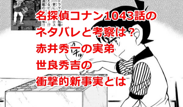 コナン最新話1043話のネタバレと考察 感想 は 世良秀吉が羽田家に養子入りの理由とは